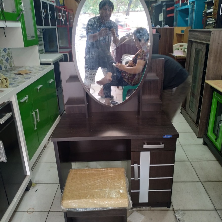 Meja Rias Oval / Kotak Minimalis (Promo Harga) - Putih